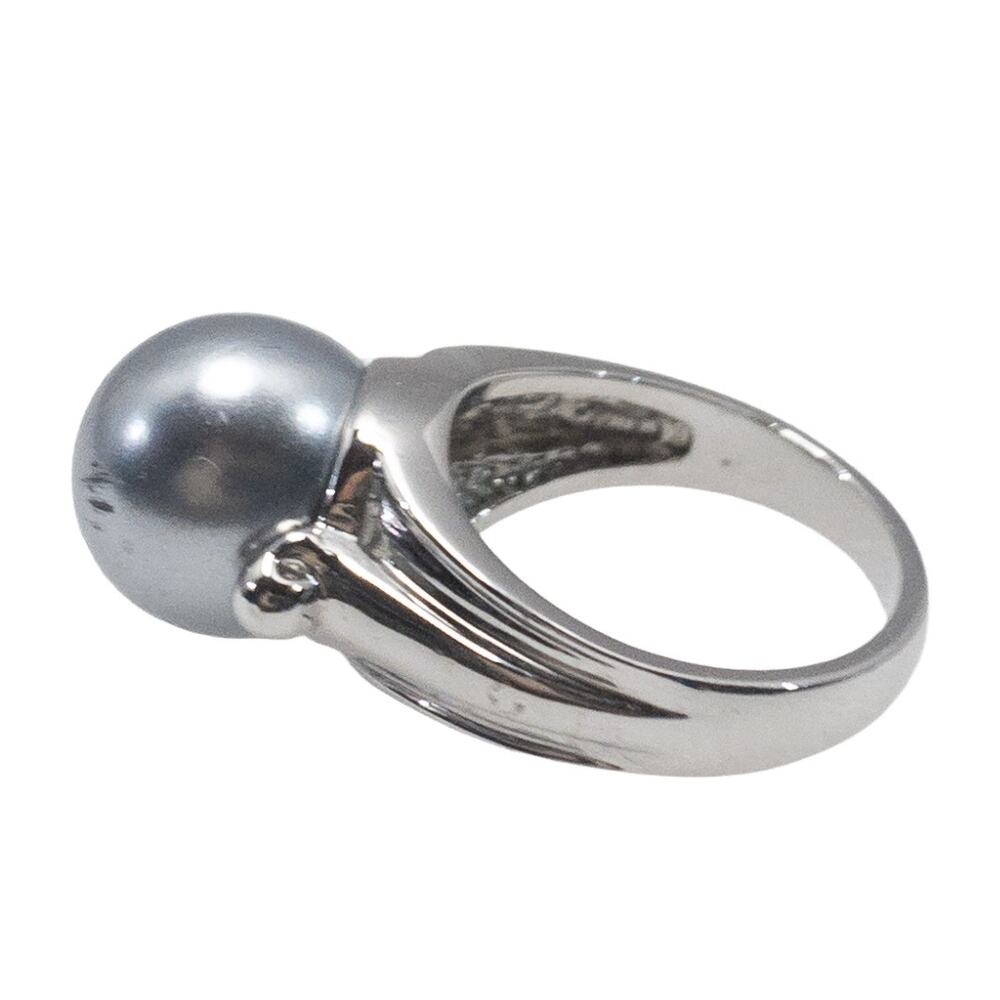 Technibond Faux Black Pearl Statement Ring | Silver Tone | Size 6 - Picture 6 of 11